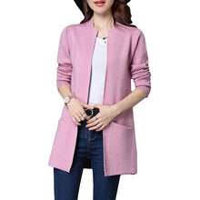 Load image into Gallery viewer, Spring Autumn Plus size Sweater Women Jacket Coat Loose Long knitt Cardigan Women's Shawl Low Round neck Cardigan Sweater A335