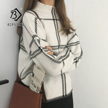 Load image into Gallery viewer, 2019 Ins Winter New Women's Pullovers Sweater Fashion Plaid Turtleneck Loose Knit Full Sleeve Korean Casual Tops T98301D