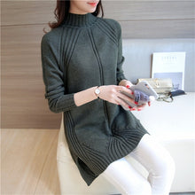 Load image into Gallery viewer, Hot selling simple fashion design pullover knitting women sweater good elasticity female long warm ladies sweater knitwear femme