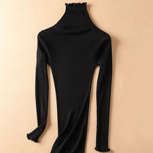 Load image into Gallery viewer, SuyaDream Women Solid Turtleneck Pullovers 80%Silk 20%Cotton Slim Fit Rib Sweaters 2019 Autumn Winter Bottoming Knit wear