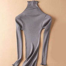 Load image into Gallery viewer, SuyaDream Women Solid Turtleneck Pullovers 80%Silk 20%Cotton Slim Fit Rib Sweaters 2019 Autumn Winter Bottoming Knit wear