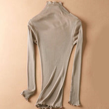 Load image into Gallery viewer, SuyaDream Women Solid Turtleneck Pullovers 80%Silk 20%Cotton Slim Fit Rib Sweaters 2019 Autumn Winter Bottoming Knit wear