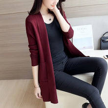 Load image into Gallery viewer, TIGENA Casual Long Cardigan Women with Pocket 2019 Autumn Winter Long Sleeve Sweater Cardigan Female Knitted Jacket Women Pink