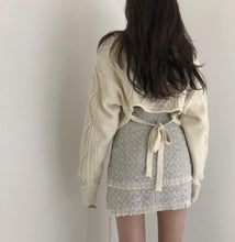 Load image into Gallery viewer, Cropped Twist Sweater Pullover Women V Neck High Waist Back Lace Up Thick Sweater 2019 Winter korean Batwing Sleeve Knitted V523