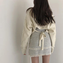 Load image into Gallery viewer, Cropped Twist Sweater Pullover Women V Neck High Waist Back Lace Up Thick Sweater 2019 Winter korean Batwing Sleeve Knitted V523