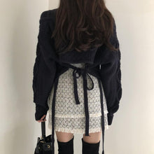 Load image into Gallery viewer, Cropped Twist Sweater Pullover Women V Neck High Waist Back Lace Up Thick Sweater 2019 Winter korean Batwing Sleeve Knitted V523
