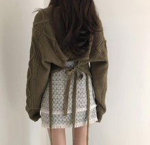 Load image into Gallery viewer, Cropped Twist Sweater Pullover Women V Neck High Waist Back Lace Up Thick Sweater 2019 Winter korean Batwing Sleeve Knitted V523