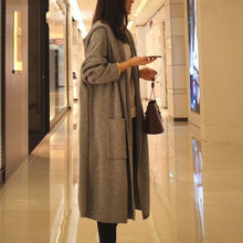 Load image into Gallery viewer, 2019 New Autumn Solid Pockets Knitted Outwear Oversize Hooded Cardigans Coat Casual Female Long Thin Sweaters