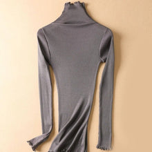 Load image into Gallery viewer, SuyaDream Women Solid Turtleneck Pullovers 80%Silk 20%Cotton Slim Fit Rib Sweaters 2019 Autumn Winter Bottoming Knit wear