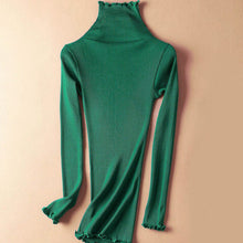 Load image into Gallery viewer, SuyaDream Women Solid Turtleneck Pullovers 80%Silk 20%Cotton Slim Fit Rib Sweaters 2019 Autumn Winter Bottoming Knit wear