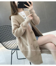 Load image into Gallery viewer, women sweater2019Autumn/winter Fashion Women Cardigans Long Sleeve Button Sweater Women Casual Solid Long Women Cardigan 5784 50