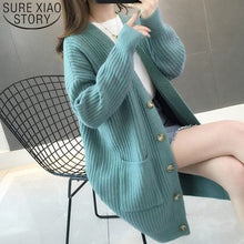 Load image into Gallery viewer, 2019 Autumn/winter Fashion Women Cardigans Casual Solid Long Women Cardigan Long Sleeve Button Sweater Women 5784 50