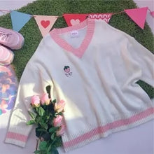 Load image into Gallery viewer, Joinyouth Sweet Cute Peach Embroidery Sweater Long Sleeve O-neck Knitted Women Jumper Pink Pullover Causal Pull Femme 56675
