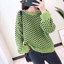 Load image into Gallery viewer, Chenille sweater women's pullover autumn 2019 loose lazy avocado green thick wool velvet knitted top