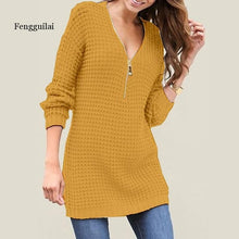 Load image into Gallery viewer, Women V-neck Long Pullover Sweater Autumn Winter New Solid Basic Knitted Sweater Female Fashion Casual Knitwear