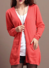 Load image into Gallery viewer, 2019 new cardigan women spring autumn long cardigan lady cashmere material loose sweater for female outerwear coat with pockets