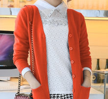 Load image into Gallery viewer, 2019 new cardigan women spring autumn long cardigan lady cashmere material loose sweater for female outerwear coat with pockets