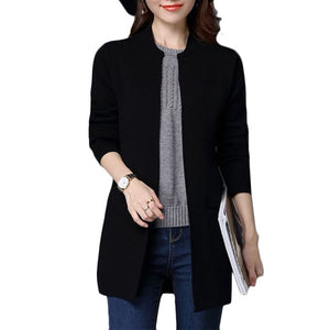 Spring Autumn Plus size Sweater Women Jacket Coat Loose Long knitt Cardigan Women's Shawl Low Round neck Cardigan Sweater A335