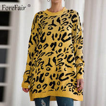 Load image into Gallery viewer, Forefair Leopard Casual Oversize Sweater Woman Autumn 2019 Winter Knitted Animal Print Plus Size Loose Long Sweaters Women
