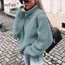 Load image into Gallery viewer, Forefair Oversize Turtleneck Knitted Sweater Winter Knitwear Plus Size Slim Solid Green Orange White Warm Casual Sweater Women
