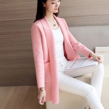 Load image into Gallery viewer, TIGENA Casual Long Cardigan Women with Pocket 2019 Autumn Winter Long Sleeve Sweater Cardigan Female Knitted Jacket Women Pink
