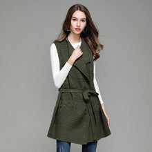 Load image into Gallery viewer, Women's New Fashion Cardigan Sleeveless Sweater For Ladies Tank Turndown Collar Female Cardigan Belt Slim Knitwear Tops
