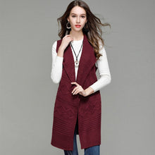 Load image into Gallery viewer, Women's New Fashion Cardigan Sleeveless Sweater For Ladies Tank Turndown Collar Female Cardigan Belt Slim Knitwear Tops
