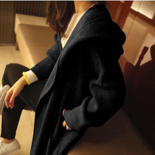 Load image into Gallery viewer, 2019 New Autumn Solid Pockets Knitted Outwear Oversize Hooded Cardigans Coat Casual Female Long Thin Sweaters
