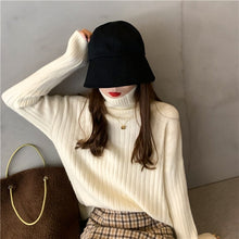Load image into Gallery viewer, Chic Simple Solid Color Turtleneck Winter Women Casual Warm Knitting Jumpers Sweaters Ladies Basis Loose Tops Green Pullovers

