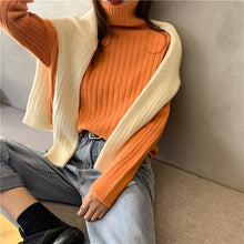 Load image into Gallery viewer, Chic Simple Solid Color Turtleneck Winter Women Casual Warm Knitting Jumpers Sweaters Ladies Basis Loose Tops Green Pullovers
