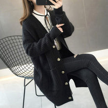 Load image into Gallery viewer, women sweater2019Autumn/winter Fashion Women Cardigans Long Sleeve Button Sweater Women Casual Solid Long Women Cardigan 5784 50
