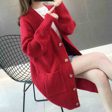 Load image into Gallery viewer, women sweater2019Autumn/winter Fashion Women Cardigans Long Sleeve Button Sweater Women Casual Solid Long Women Cardigan 5784 50
