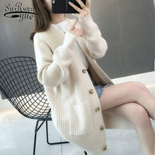 Load image into Gallery viewer, 2019 Autumn/winter Fashion Women Cardigans Casual Solid Long Women Cardigan Long Sleeve Button Sweater Women 5784 50

