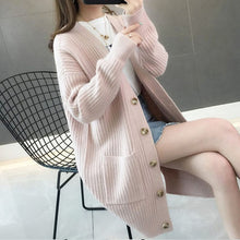 Load image into Gallery viewer, 2019 Autumn/winter Fashion Women Cardigans Casual Solid Long Women Cardigan Long Sleeve Button Sweater Women 5784 50
