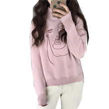 Load image into Gallery viewer, Geometric Face Winter Turtleneck Women Pullover Sweater Long Sleeve Loose Female Knitting Jumper Sweater Slim Ladies Sweater
